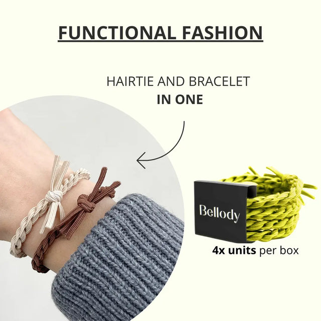 Geflochtene Haargummis Gelb 4er Set von Bellody