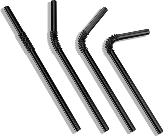 Edelstahl Trinkhalme Biegbar Schwarz 4er Set 22cm von KNYG
