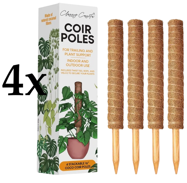 Kokosstäbe Rankhilfen 4er Set bis 160 cm Frei steckbar und kombinierbar von Classy Casita