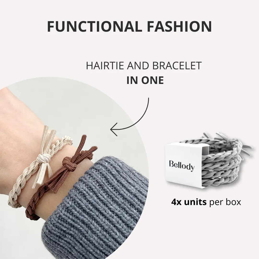 Geflochtene Haargummis Grau 4er Set von Bellody