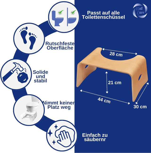 Toilettenhocker Lackiertes Holz Natur von Well Care