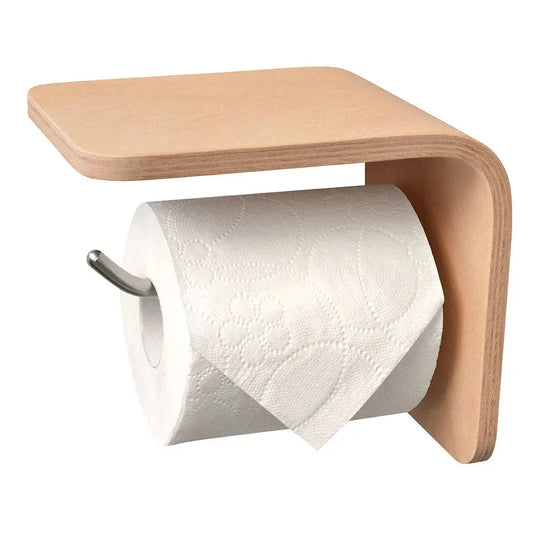 Toilettenrollenhalter Holz Natur mit Ablage von Well Care