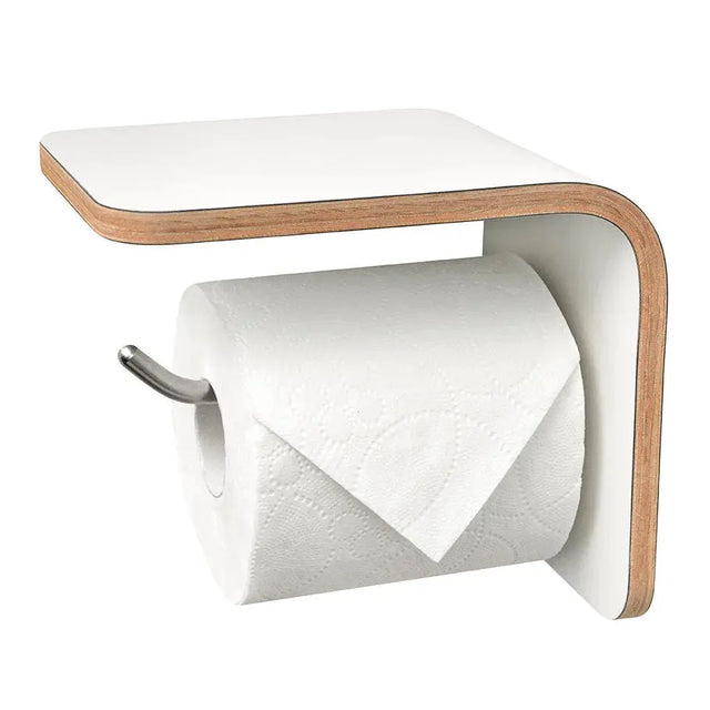 Toilettenrollenhalter Holz Weiss mit Ablage von Well Care