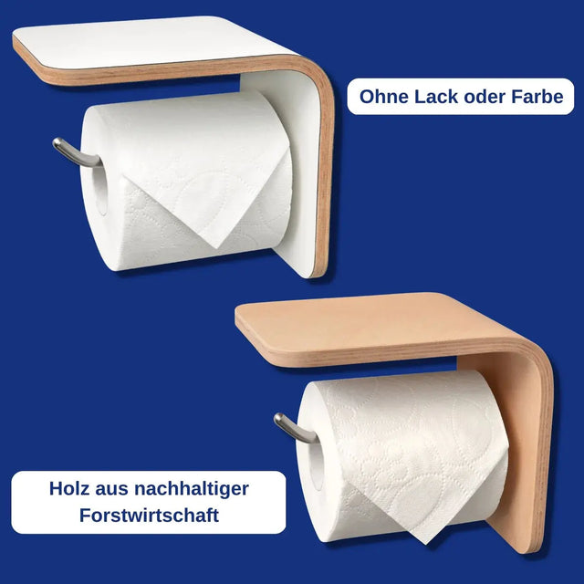 Toilettenrollenhalter Holz Weiss mit Ablage von Well Care