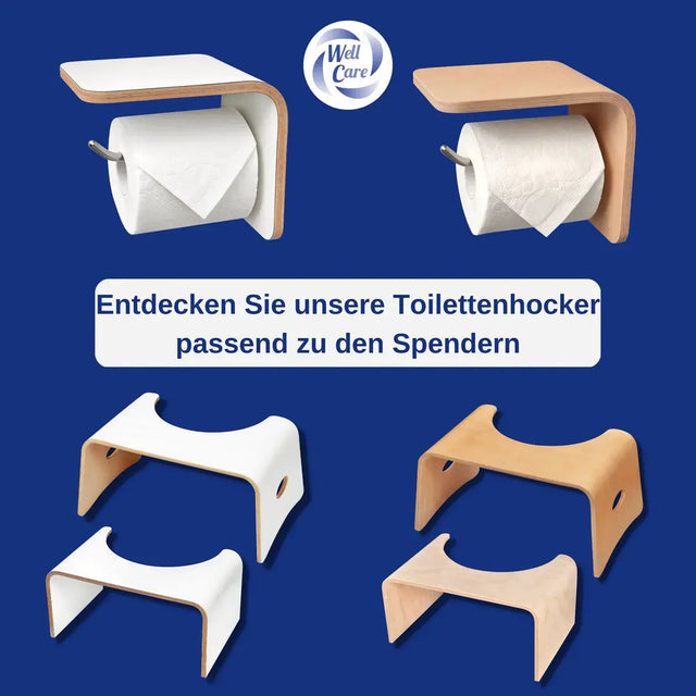 Toilettenrollenhalter Holz Weiss mit Ablage von Well Care