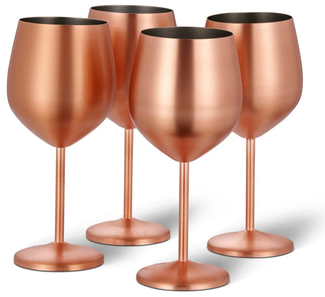Edelstahl Weingläser Roségold Matt 4er-Set von Oak & Steel