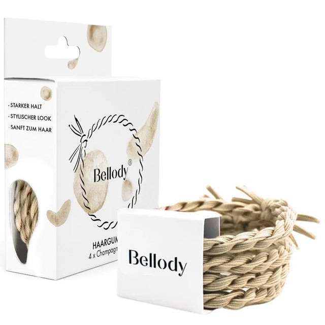 Geflochtene Haargummis Beige 4er Set von Bellody