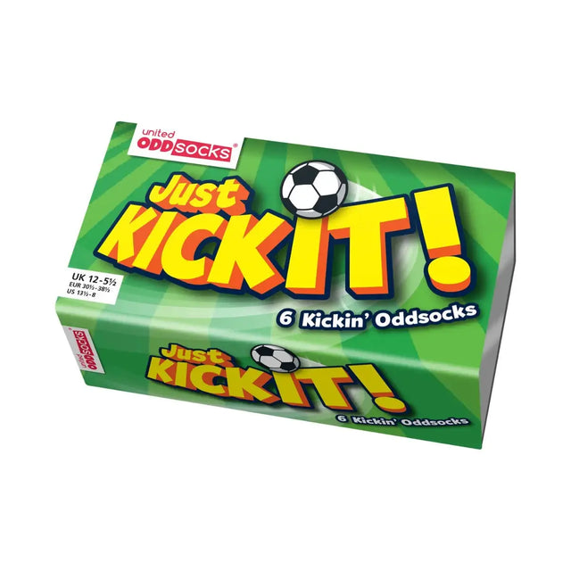 Einzelne Socken im 6er Pack, JUST KICK IT Bunte Fussbälle, Gr. 30-38, mit Geschenkbox von United Oddsocks
