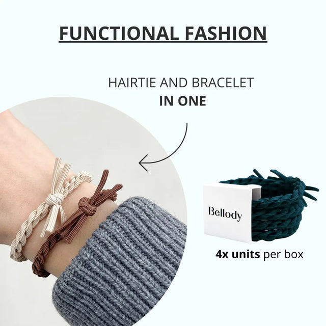 Geflochtene Haargummis Grün 4er Set von Bellody