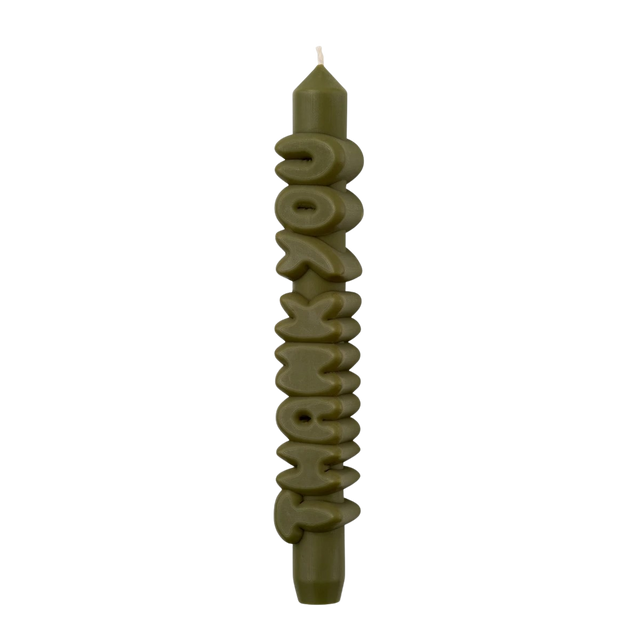 Kerze Taper candle THANK YOU Olive Green von Taper Candles