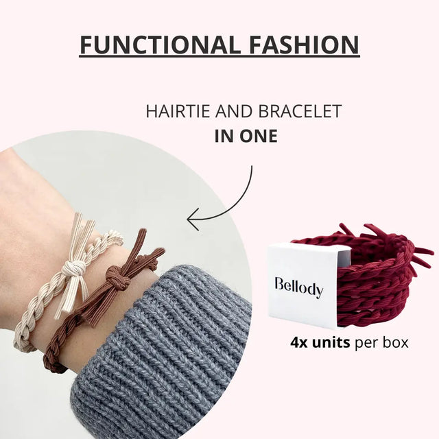 Geflochtene Haargummis Rot 4er Set von Bellody
