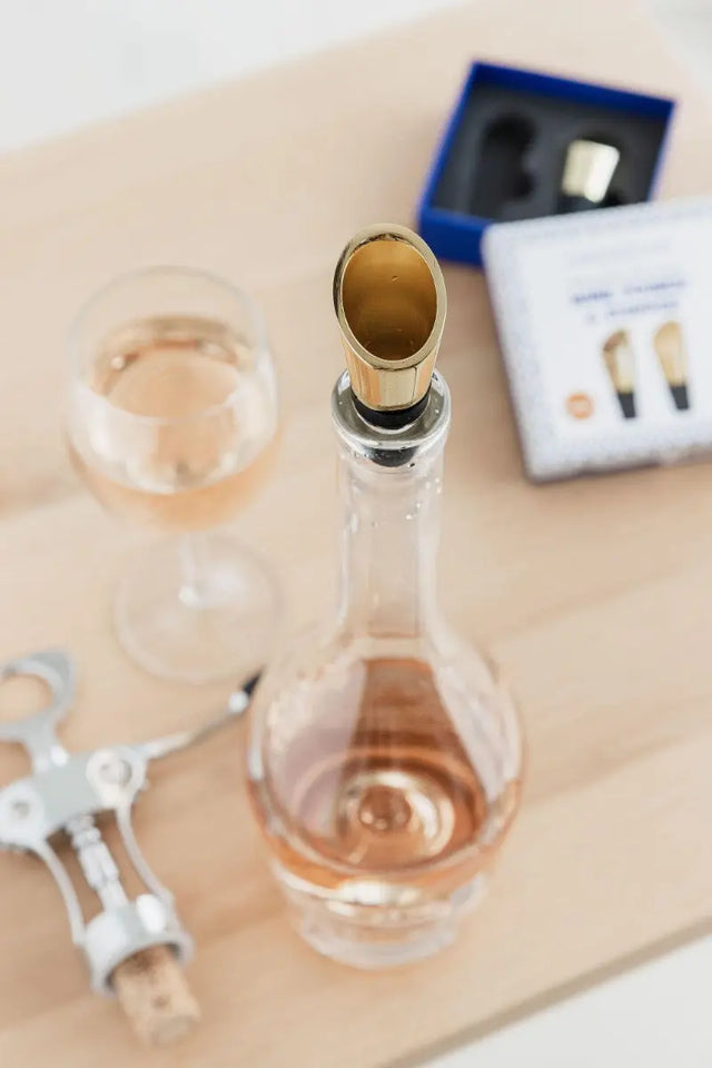 Weinausgiesser & Weinstopper 2er-Set Gold von Uberstar