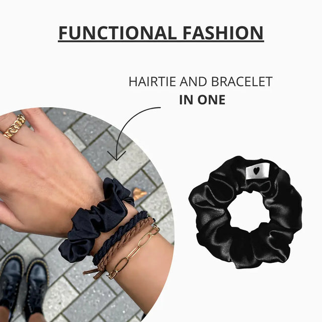 Seiden-Scrunchie Schwarz von Bellody