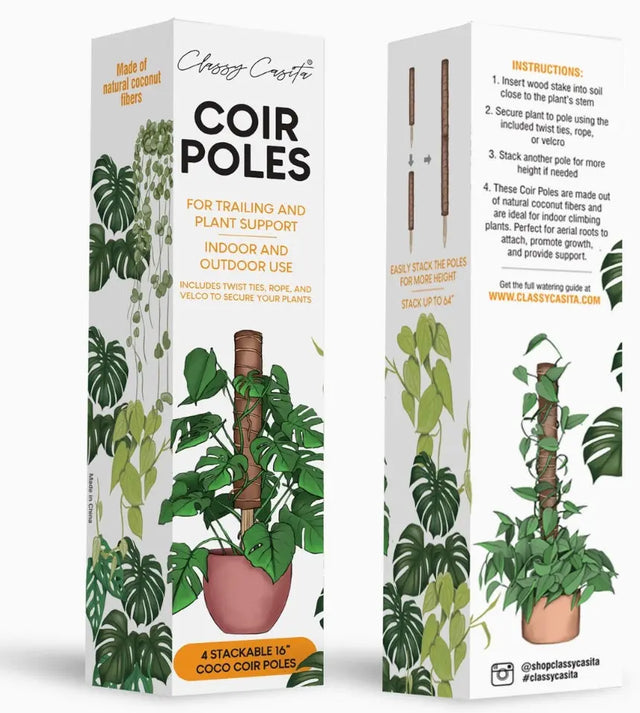 Kokosstäbe Rankhilfen 4er Set bis 160 cm Frei steckbar und kombinierbar von Classy Casita