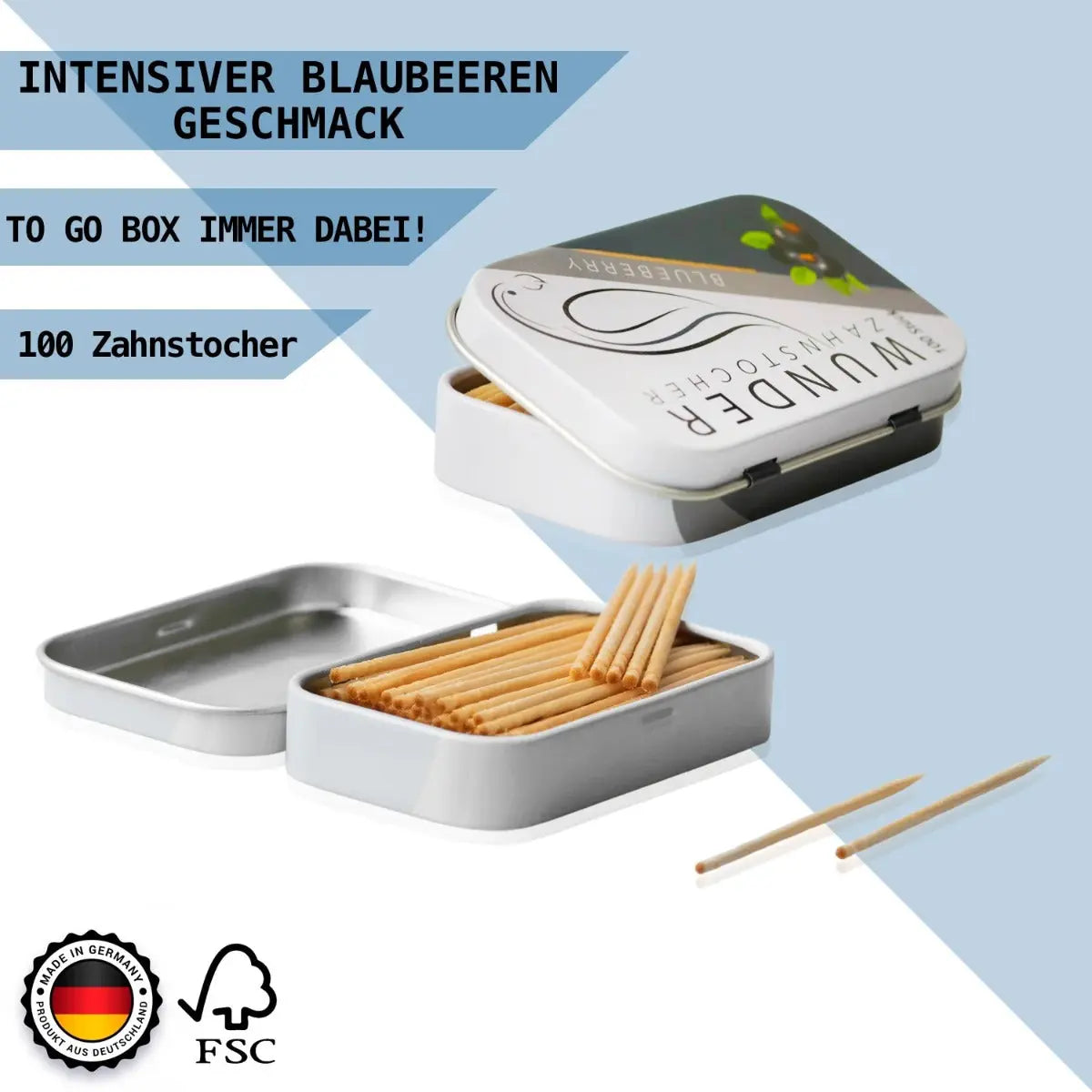 Zahnstocher mit Geschmack Blaubeere von Wunder Zahnstocher