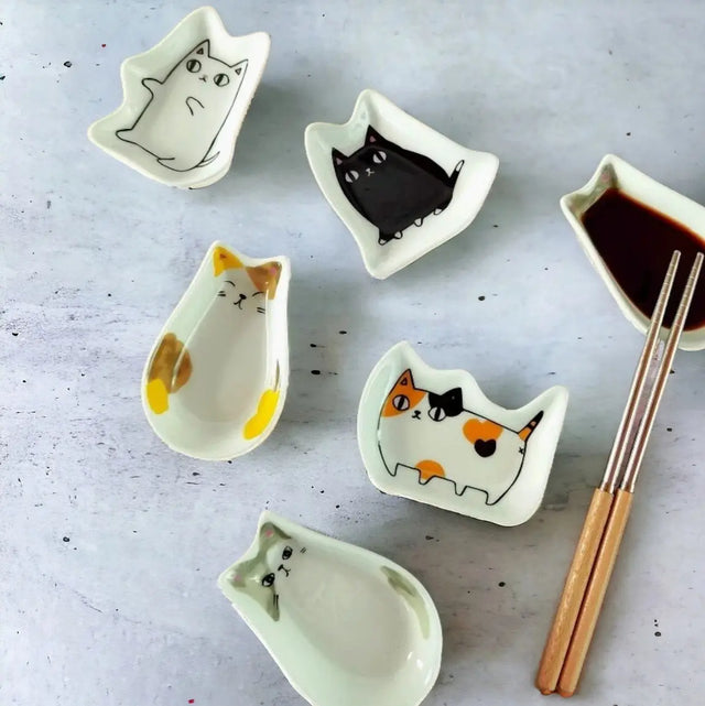 Keramikteller Japanischer Stil farbige Katze universell einsetzbar von Homerely