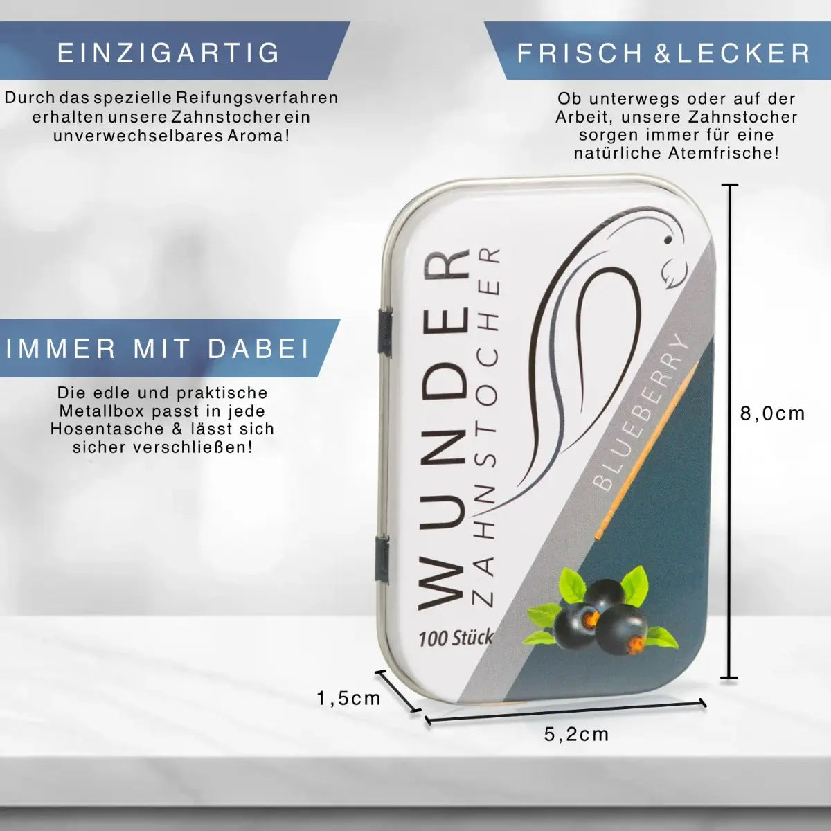 Zahnstocher mit Geschmack Blaubeere von Wunder Zahnstocher