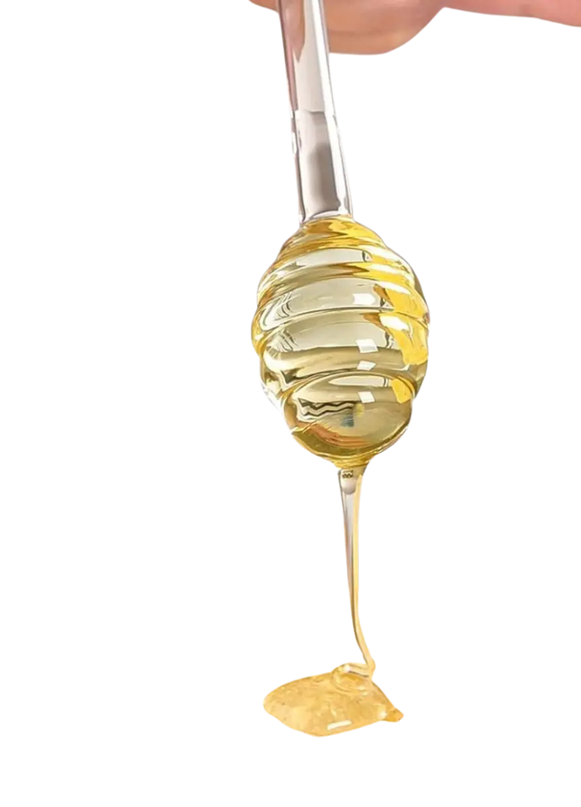 Edles Honigglas mit Deckel und Honigstab und Bienendekoration von Homerely