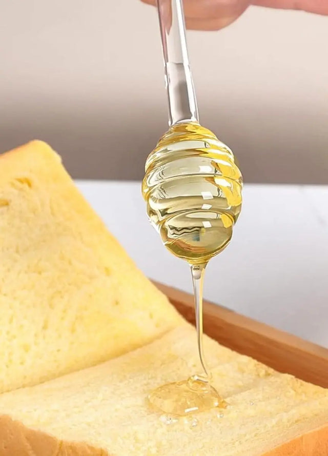 Edles Honigglas mit Deckel und Honigstab und Bienendekoration von Homerely