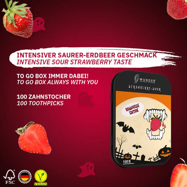 Zahnstocher mit Geschmack Limited Edition Strawberry-Sour von Wunder Zahnstocher