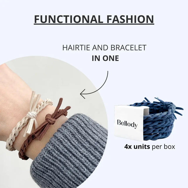 Geflochtene Haargummis Dunkelblau 4er Set von Bellody