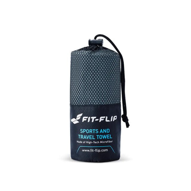 Mikrofaser Handtuch schnelltrocknend mit Tasche 90x180cm Dunkelgrau von Fit-Flip