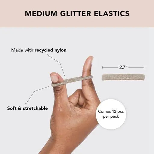 Medium Nylon Gummibänder mit Glitzereffekt 12er Set von Kitsch