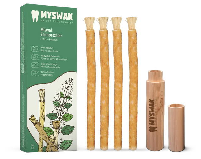 Miswak Zahnputzholz 4 Stück + Reisehülle von MYSWAK