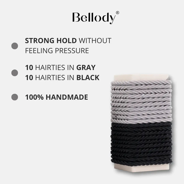 Mini Haargummis Schwarz Grau 20er Set von Bellody