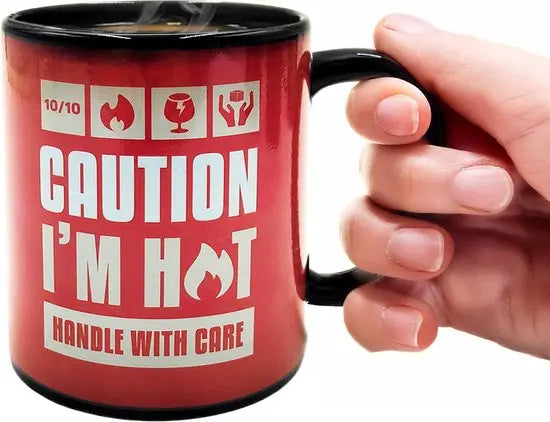 Tasse Caution I am Hot mit Farbwechsel von Mad Monkey