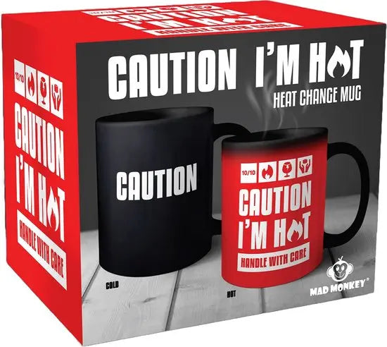 Tasse Caution I am Hot mit Farbwechsel von Mad Monkey