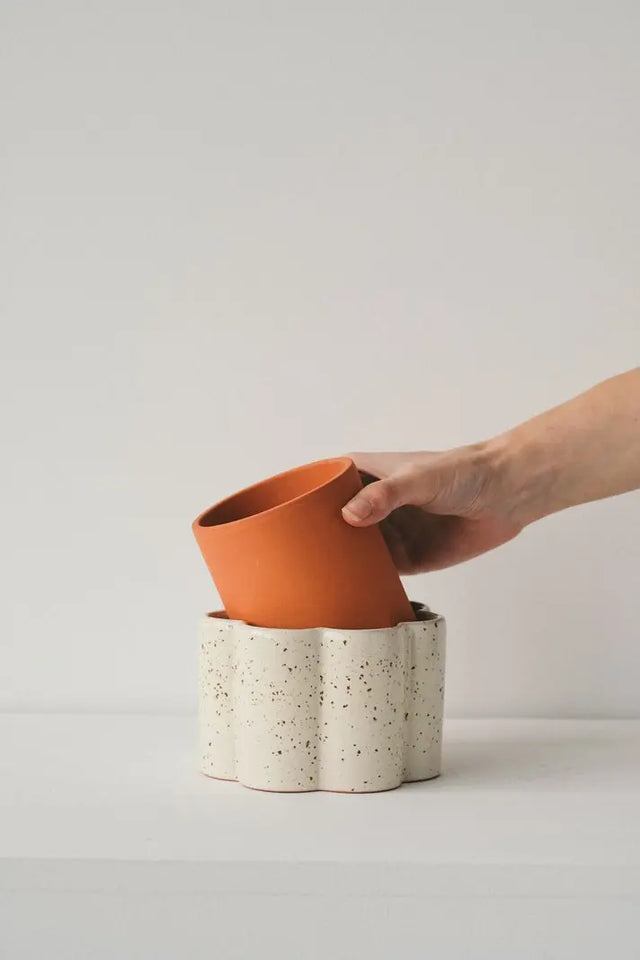 Selbstbewässernder Topf Paula Weiss von Pepin