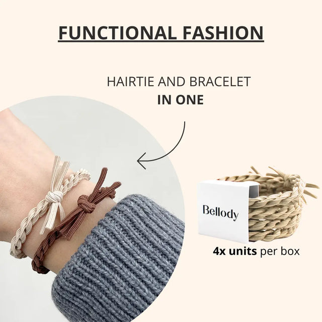 Geflochtene Haargummis Beige 4er Set von Bellody