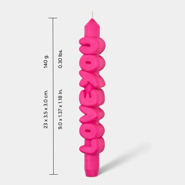 Kerze Taper candle LOVE YOU Pink von Taper Candles