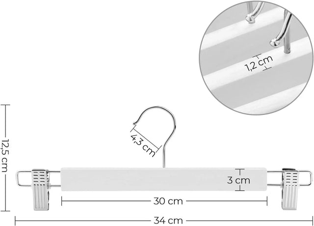 Hosenbügel Holz verstellbare Klammern 8er Set von Songmics