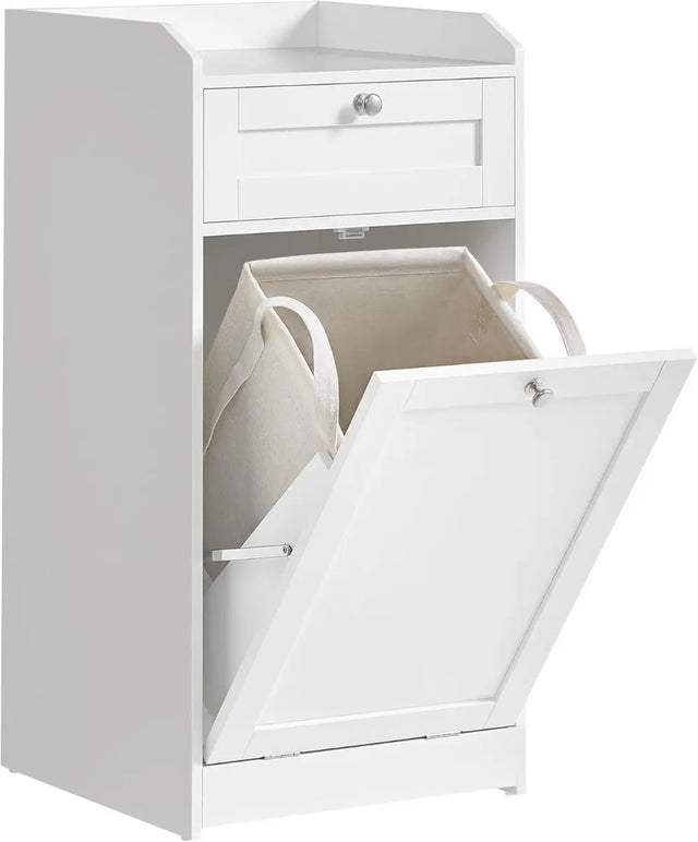 Badschrank mit Wäschekorb wolkenweiss von Songmics