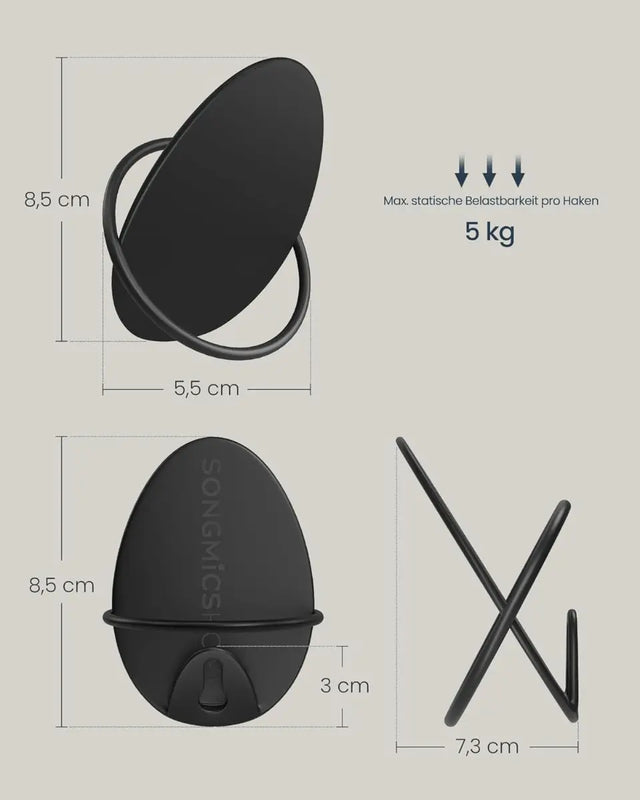 Garderobenhaken Kleiderhaken 4er Set Schwarz von Songmics