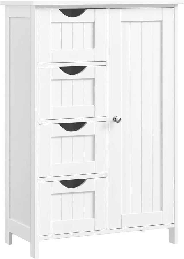 Badezimmerschrank mit 4 Schubladen und Tür Weiss von Songmics