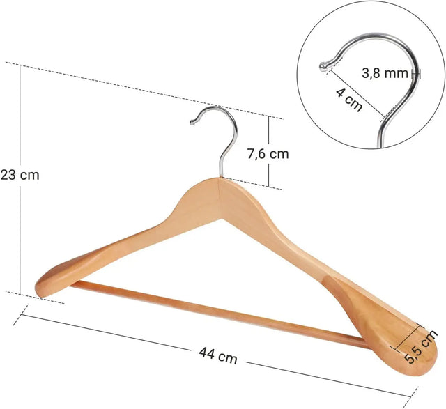 Anzugbügel Kleiderbügel Holz 6er Set Rutschfest von Songmics
