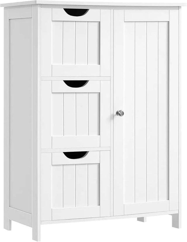 Badezimmerschrank mit Schubladen und Tür Weiss von Songmics