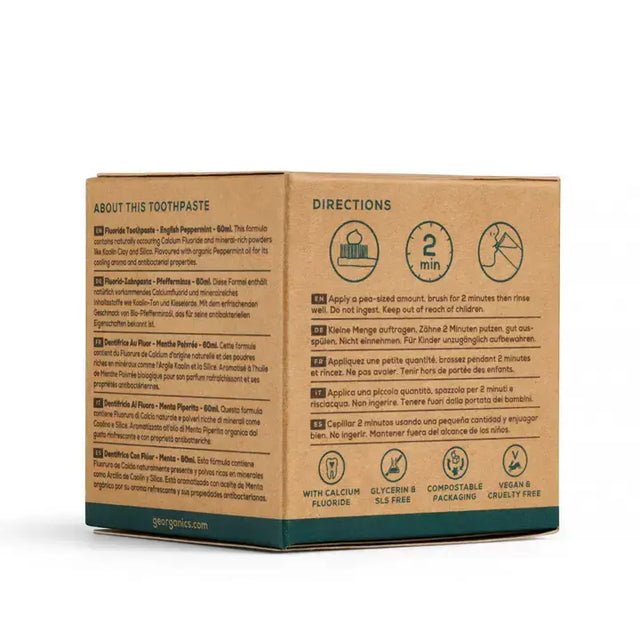 Zahnpasta im Glas mit Fluorid Pfefferminze 60ml von Georganics