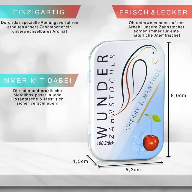 Zahnstocher mit Geschmack Kirsche-Menthol von Wunder Zahnstocher
