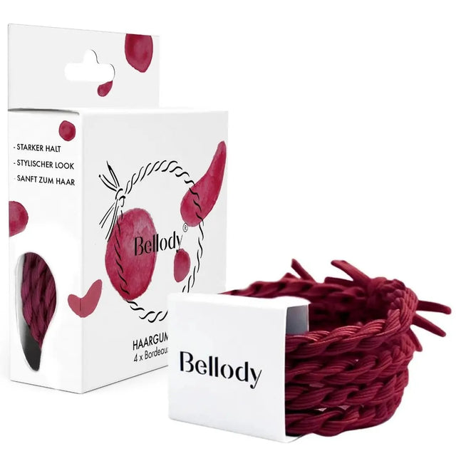 Geflochtene Haargummis Rot 4er Set von Bellody