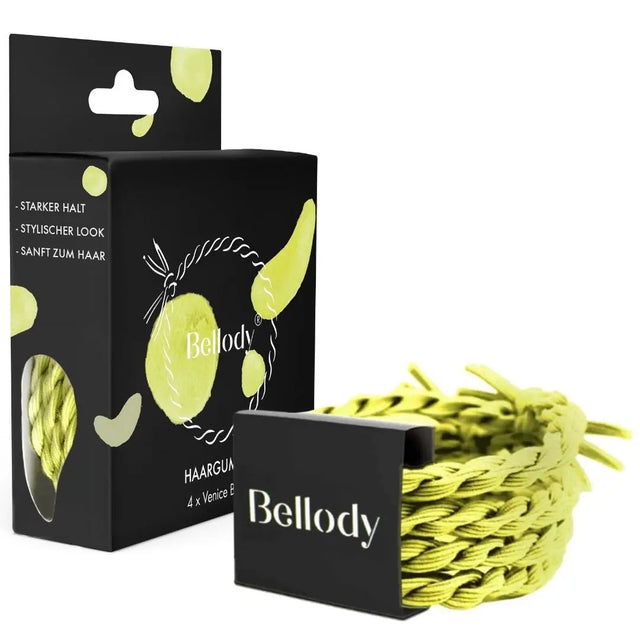 Geflochtene Haargummis Gelb 4er Set von Bellody