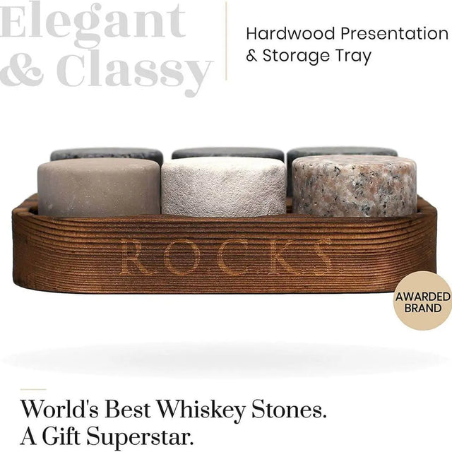 Whiskey Kühlsteine Geschenkset 6er von ROCKS Whiskey Chilling Stones