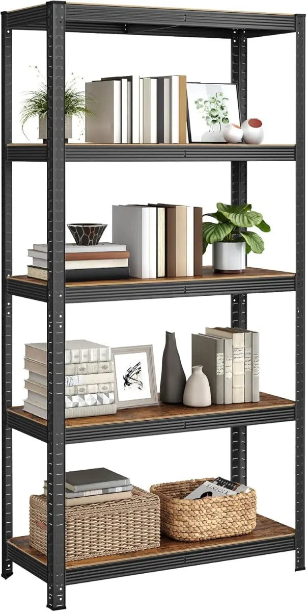Standregal Industrie-Design mit 5 Ablagen, bis 875 kg belastbar, Vintagebraun-Schwarz von Songmics