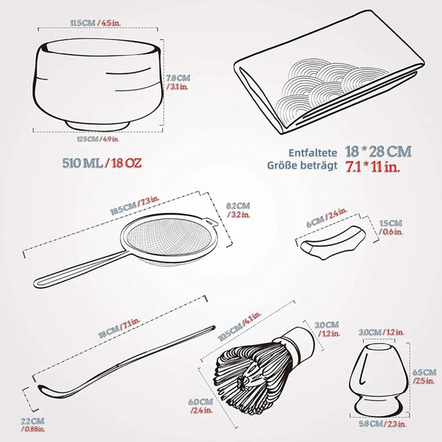 Matcha Set Weiss 7-tlg. von TEANAGOO