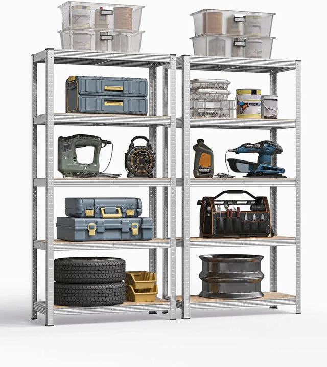 Schwerlastregal 2er Set mit Stahlgestell silbern von Songmics