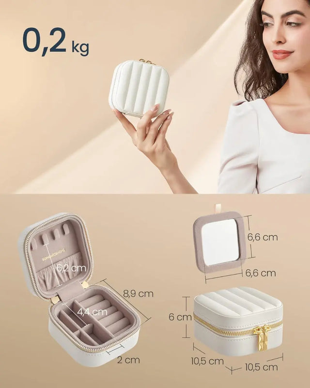 Schmuckkästchen Box für Reise mit Spiegel von Songmics