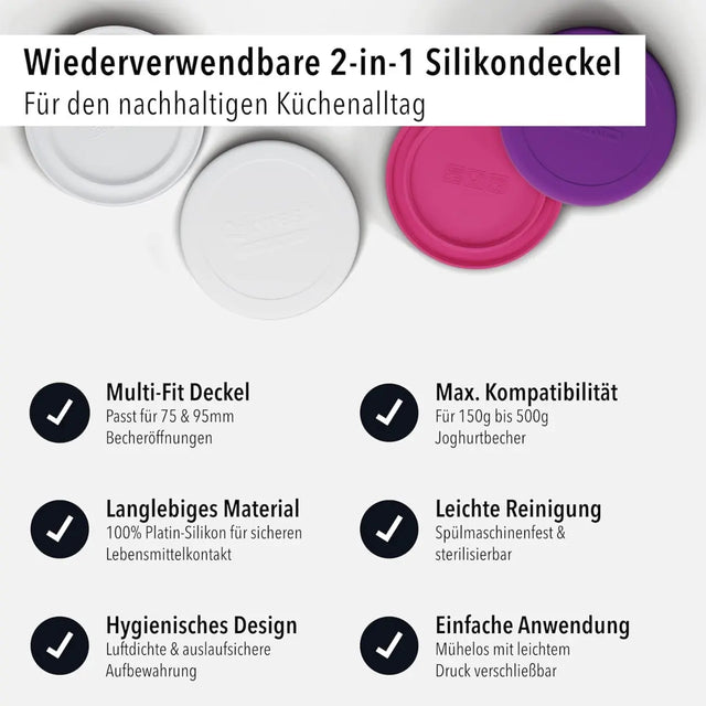 Mehrweg Frischedeckel für Joghurtbecher Weiss von Qikfresh